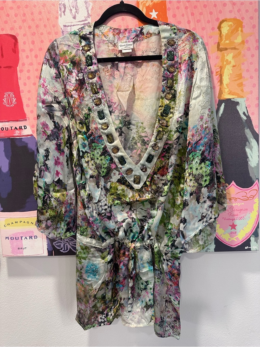 Beach Bunny Floral Embellished V-Neck Blazer - Multicolor